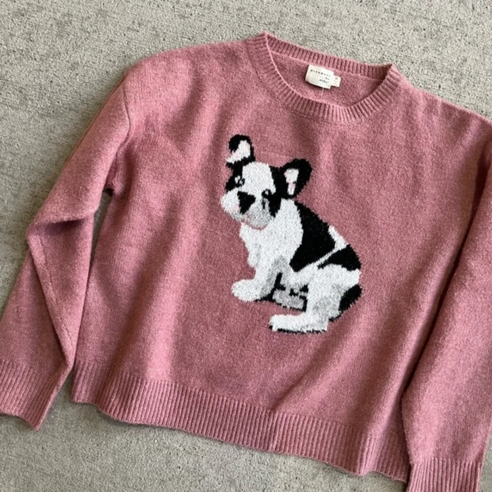 Dreamers by debut frenchie French bulldog mauve pink sweater long sleeve NWT M - Picture 3 of 5